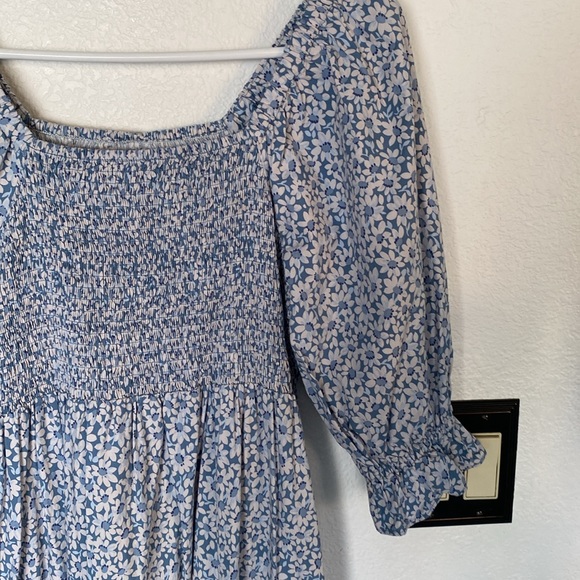 Madewell Lucie Elbow-Sleeve Smocked Midi Dress in Sunflower Field - Picture 4 of 10